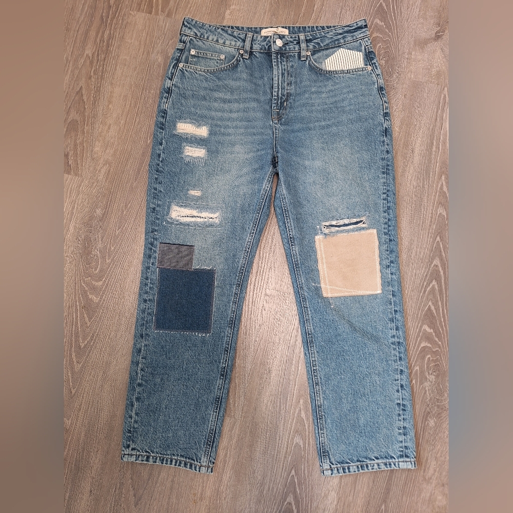 👖 Current/Elliott Boy Genius Boyfriend Jeans – Patchwork & Distressed
